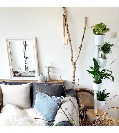 jardinière verticale blanche avec 4 pots