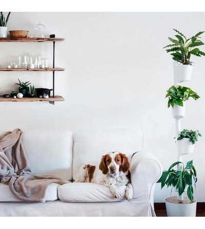 white vertical planter with 4 pots