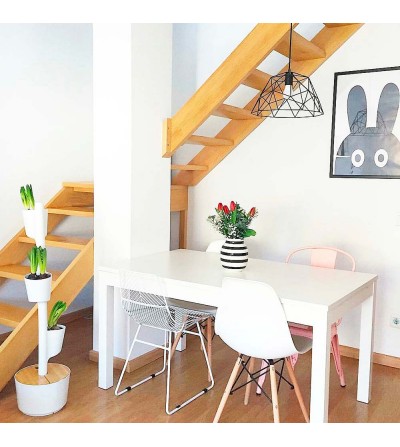 White vertical planter with 3 pots for plants