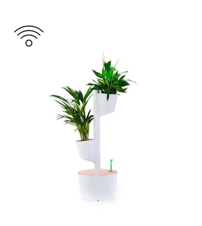 Smart white vertical planter with 2 pots