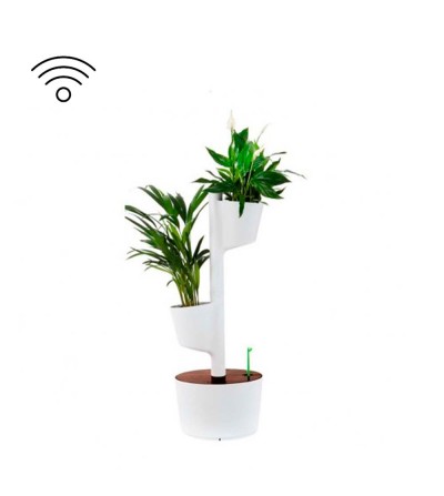 Smart white vertical planter with 2 pots