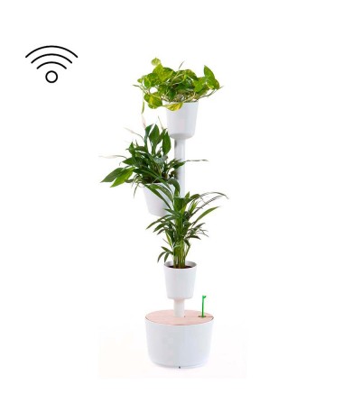 Smart white vertical planter with 3 pots
