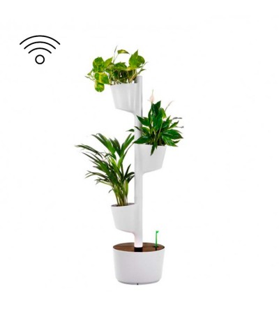 Smart white vertical planter with 3 pots