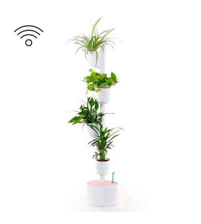 Smart white vertical planter with 4 pots