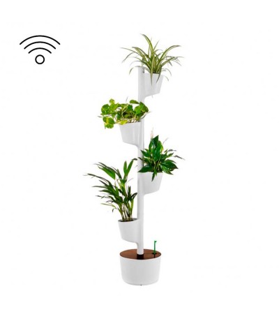 Smart white vertical planter with 4 pots