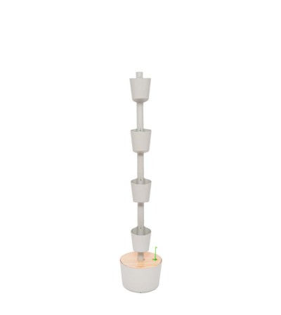 jardinière verticale grise avec 4 pots