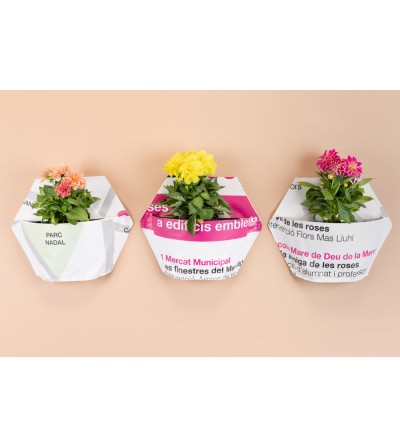 textil cover wall planters with design