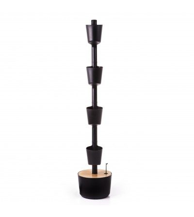 Black self-watering 100% recycled vertical planter