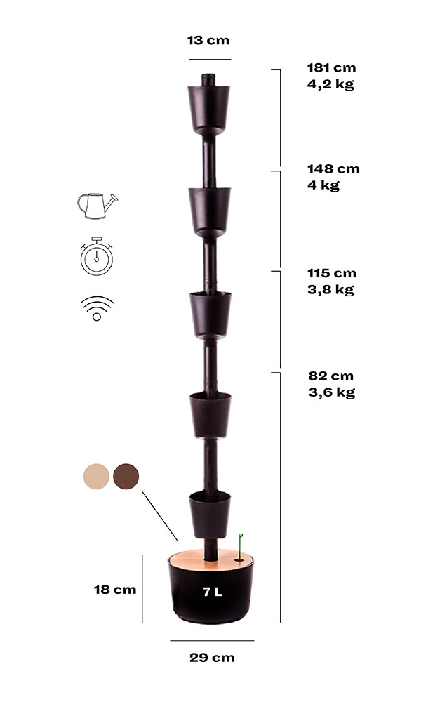 features vertical planter