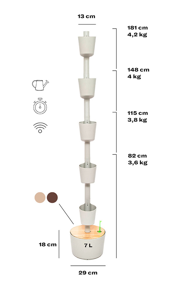 caractéristiques du jardinière vertical gris