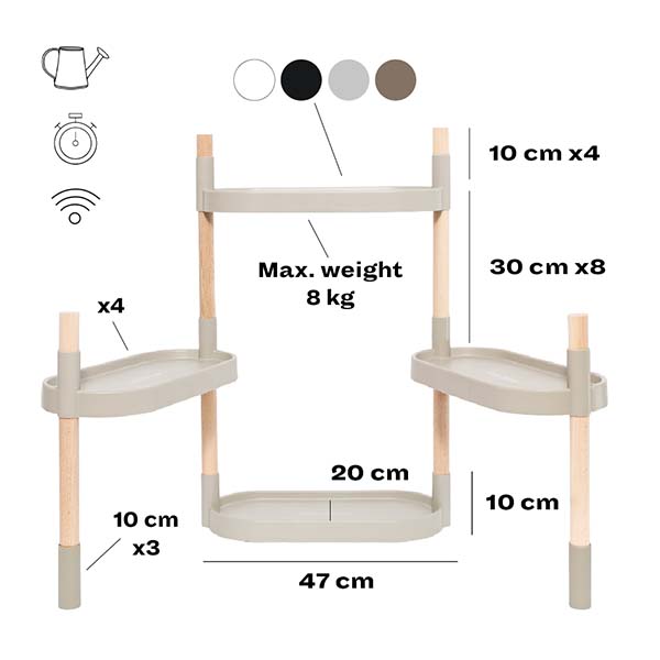 features 4-tray plant shelf