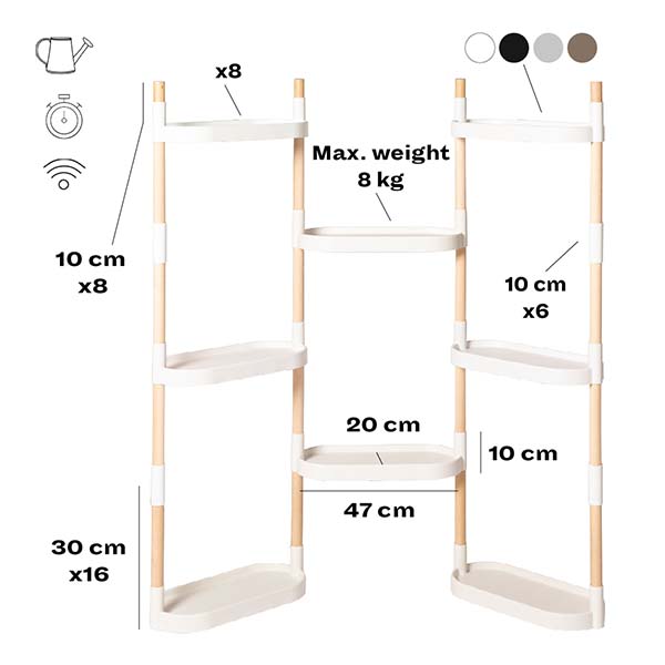 features 8-tray plant shelf