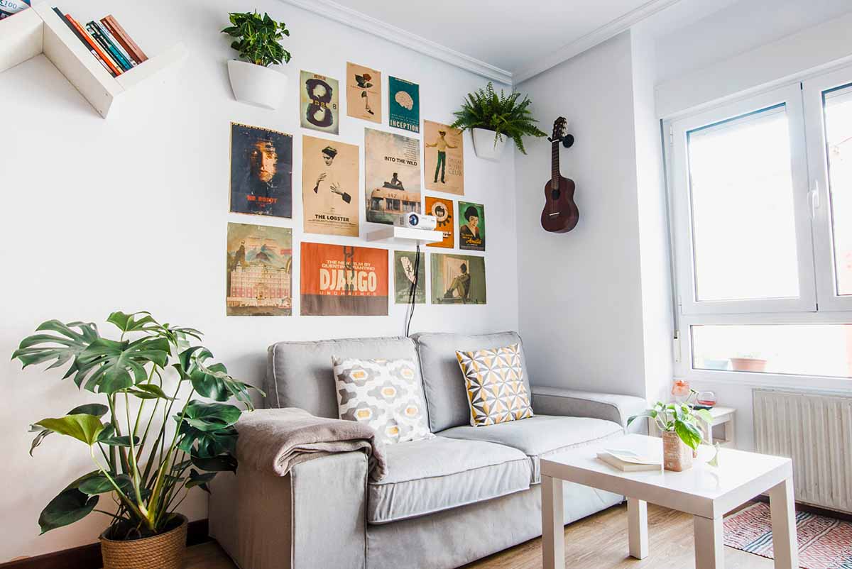 hanging wall planters on interior wall