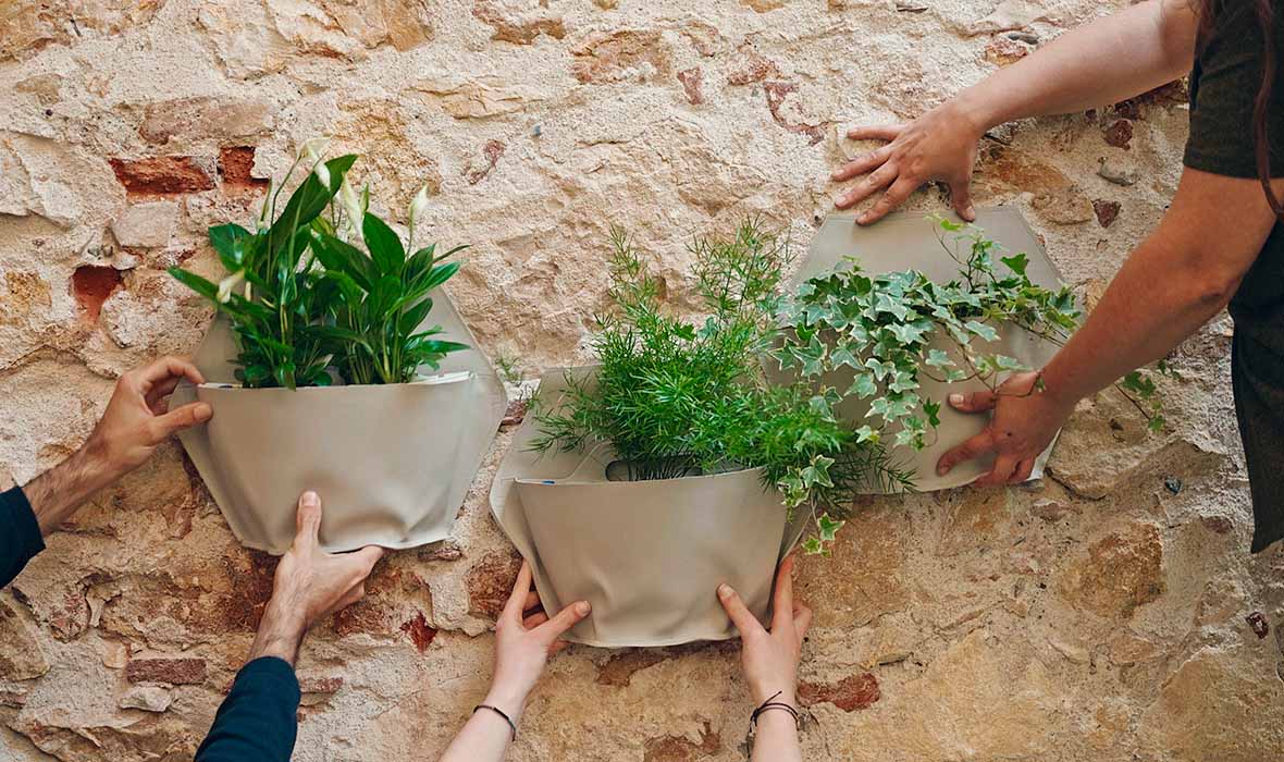 hanging pots on interior wall