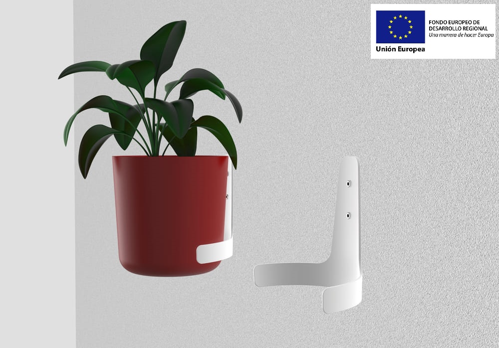 Prototipos del sistema de colgado de macetas, mostrando las diversas etapas de testeo para asegurar estabilidad y seguridad.